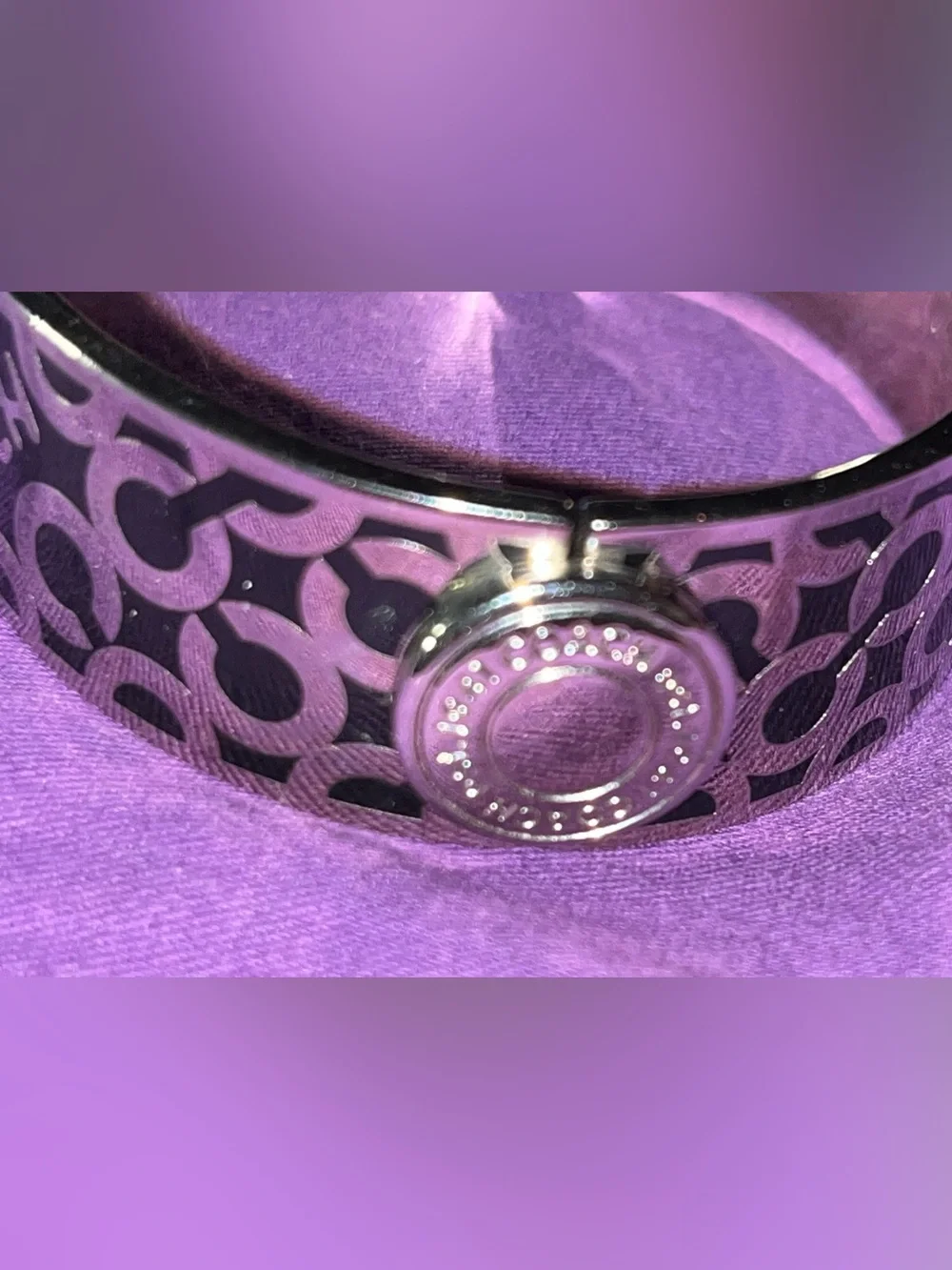 LOW START Coach EUC Silver Tone Hinged Bangle Bracelet